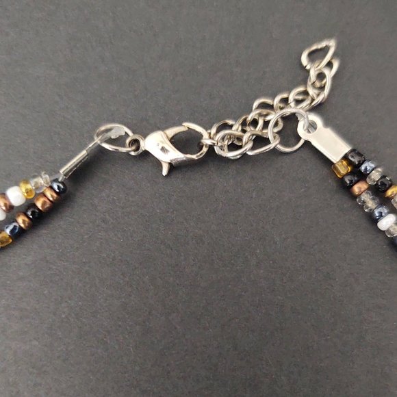 Double strand seed bead & teardrop beaded necklace - Picture 8 of 11